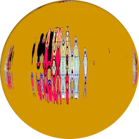 a yellow sphere with a colorful pattern on it