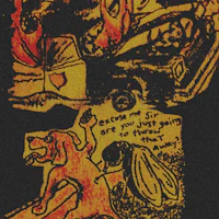 a black and white drawing of a dog and a car